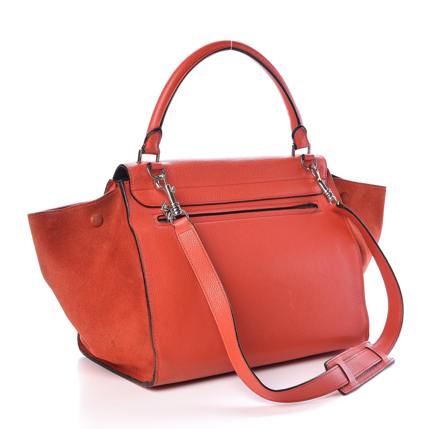 Celine Drummed Calfskin Suede Medium Trapeze Vermillion 3 of 11