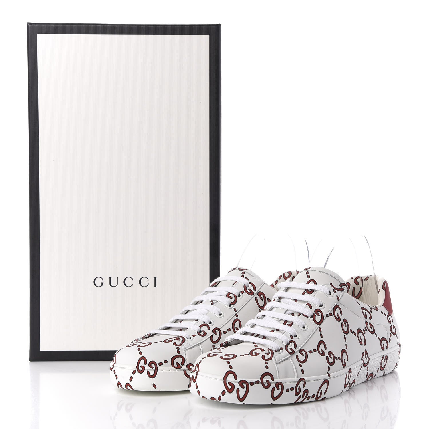 Gucci Calfskin GucciGhost Print Mens Ace Sneakers 11 White Hibiscus Red 12 of 12