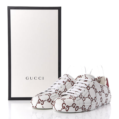 Gucci Calfskin GucciGhost Print Mens Ace Sneakers 11 White Hibiscus Red 12 of 12