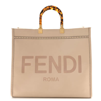 Fendi Vitello King Plexiglass Logo Embossed Large Fendi Sunshine Shopper Tote Light Rose 1 of 12