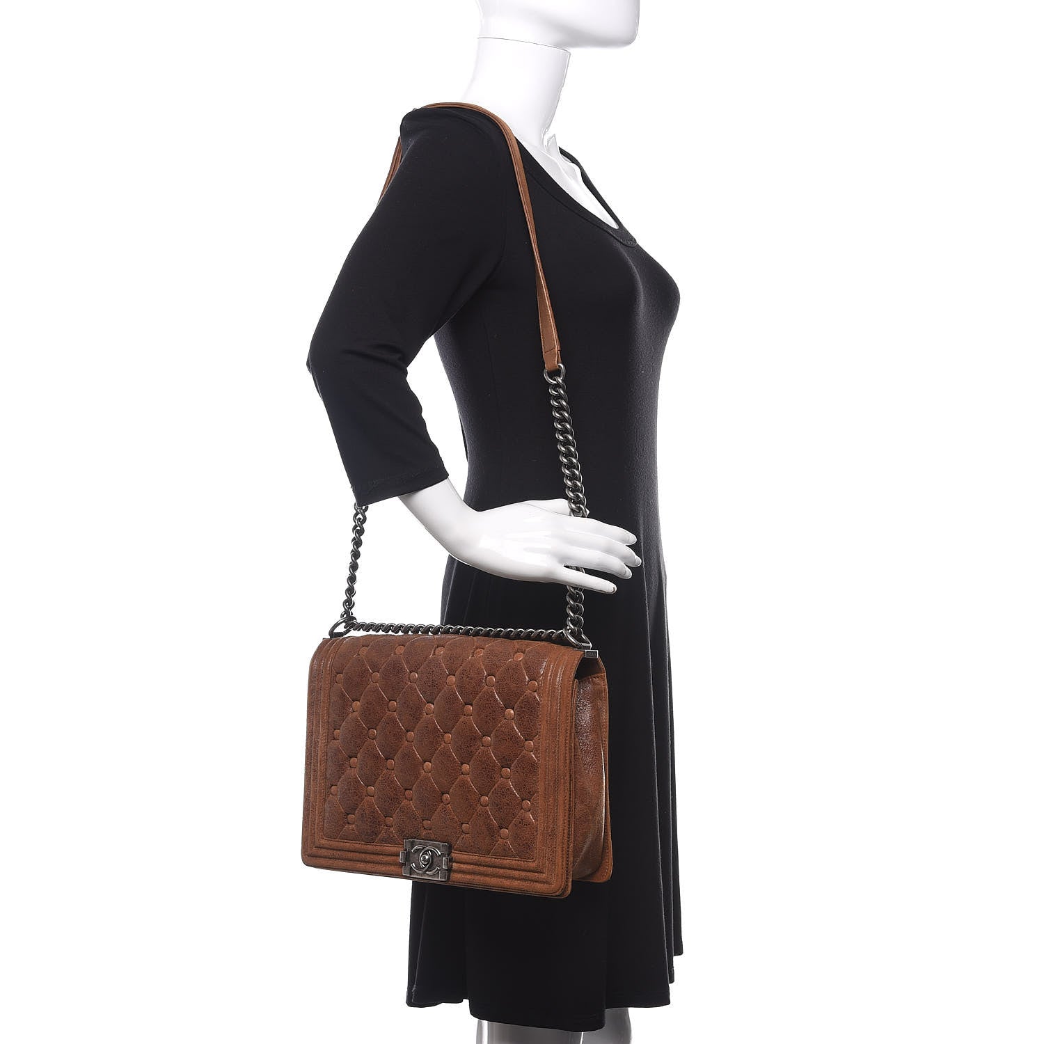 Chanel Nubuck Chesterfield Quilted Large Celtic Boy Flap Brown 2 of 14