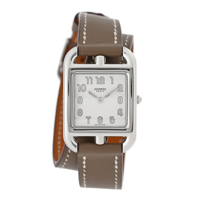 Hermes Stainless Steel Swift 23mm Cape Cod Double Tour Quartz Watch Etoupe 1 of 5