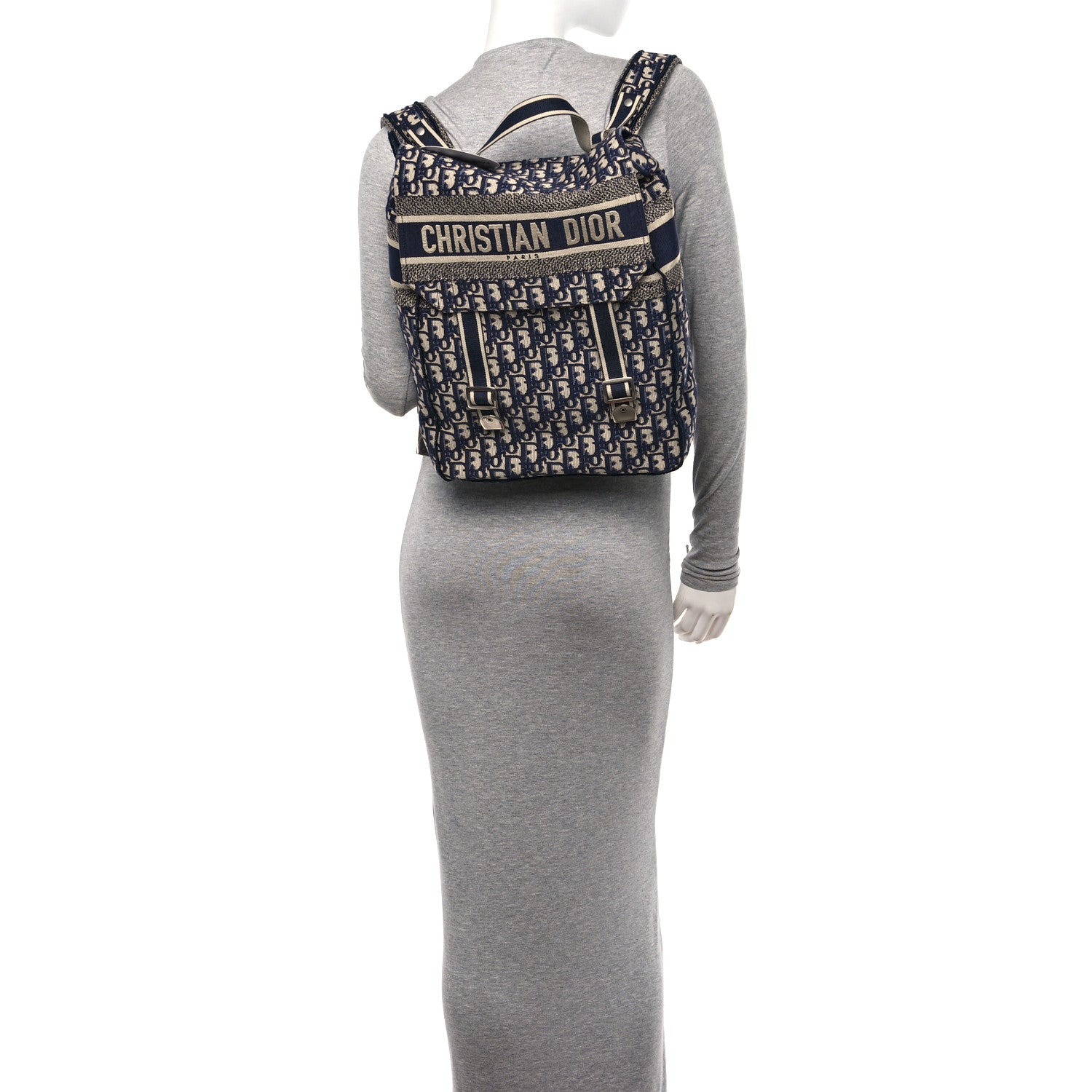 Christian Dior Oblique Backpack Blue White 2 of 12