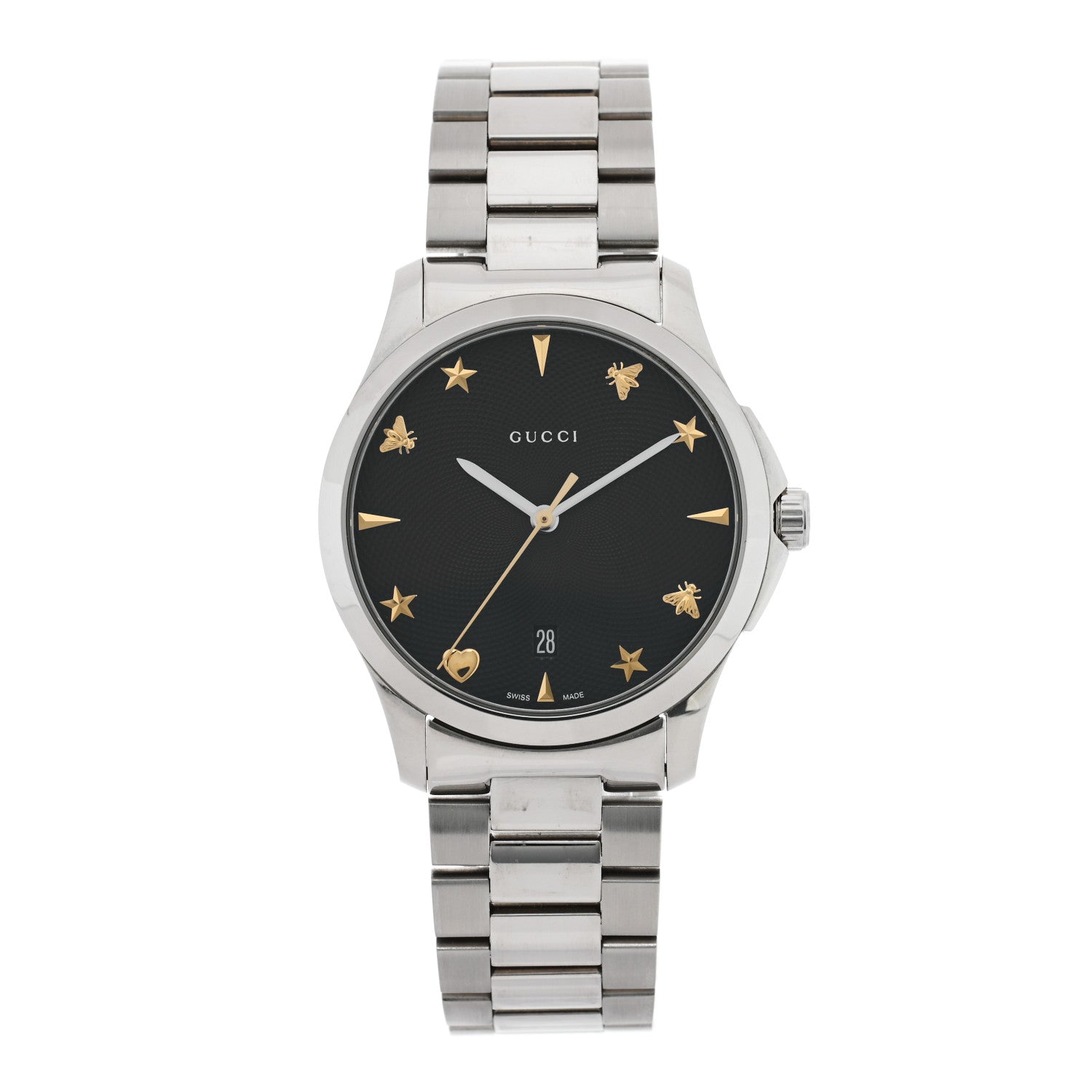 Gucci Stainless Steel 38mm G-Timeless Charm Quartz Watch Black 1 of 4