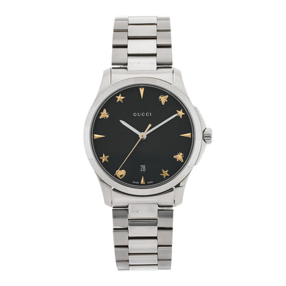 Gucci Stainless Steel 38mm G-Timeless Charm Quartz Watch Black 1 of 4