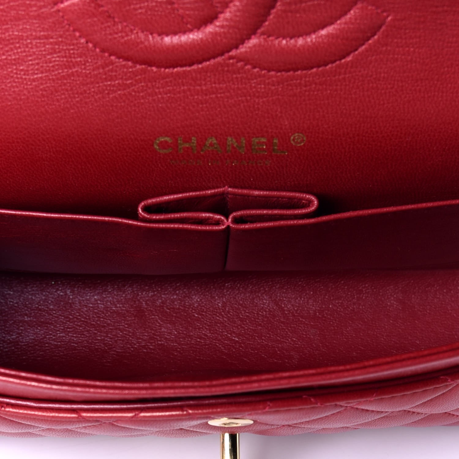 Chanel Lambskin Quilted Medium Double Flap Red Fonce 5 of 10