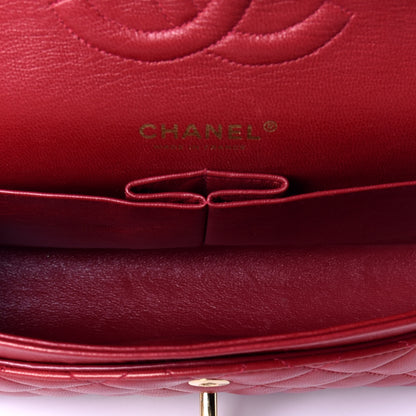 Chanel Lambskin Quilted Medium Double Flap Red Fonce 5 of 10