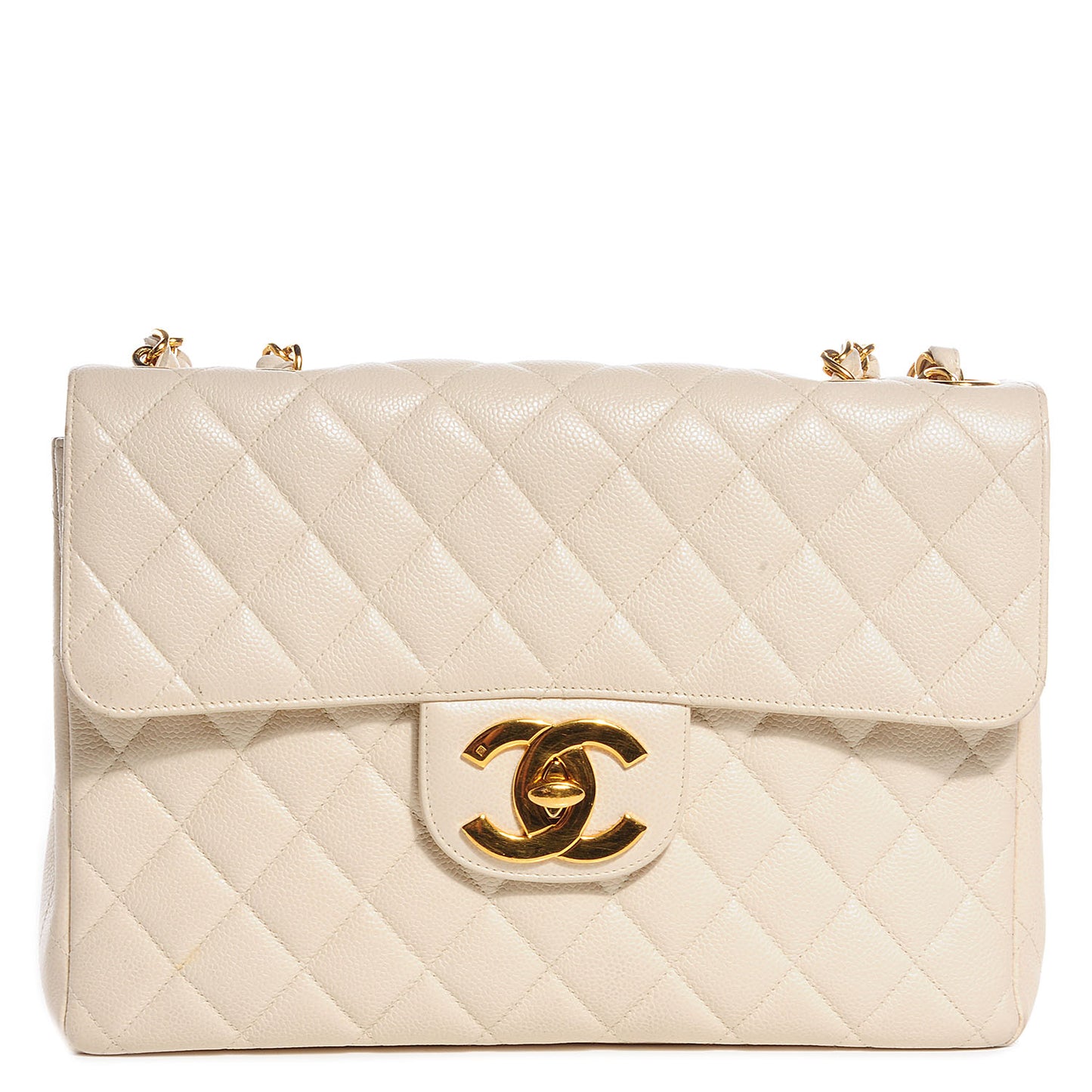 Caviar Jumbo Flap Light Beige