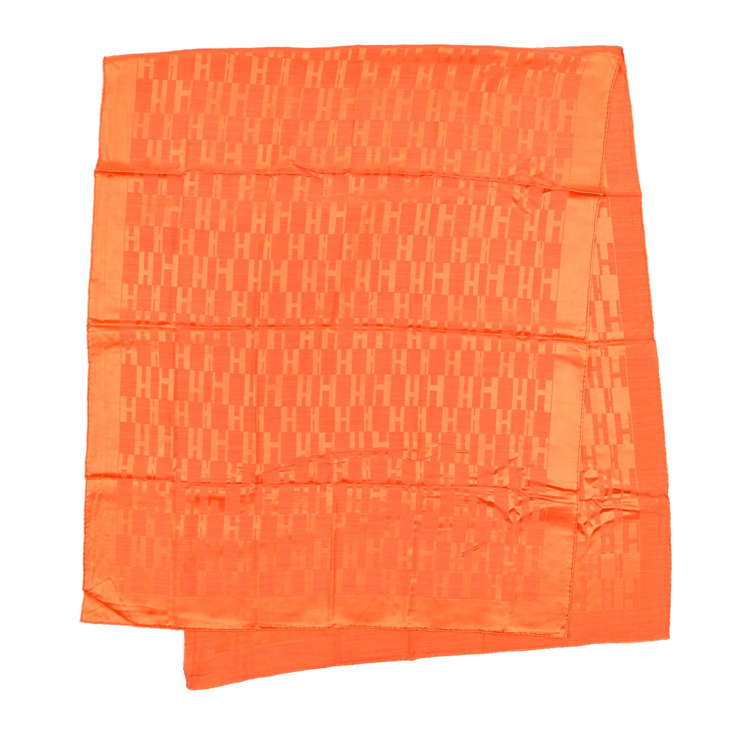 Silk Wool Faconnee Grand H Scarf Orange Vif