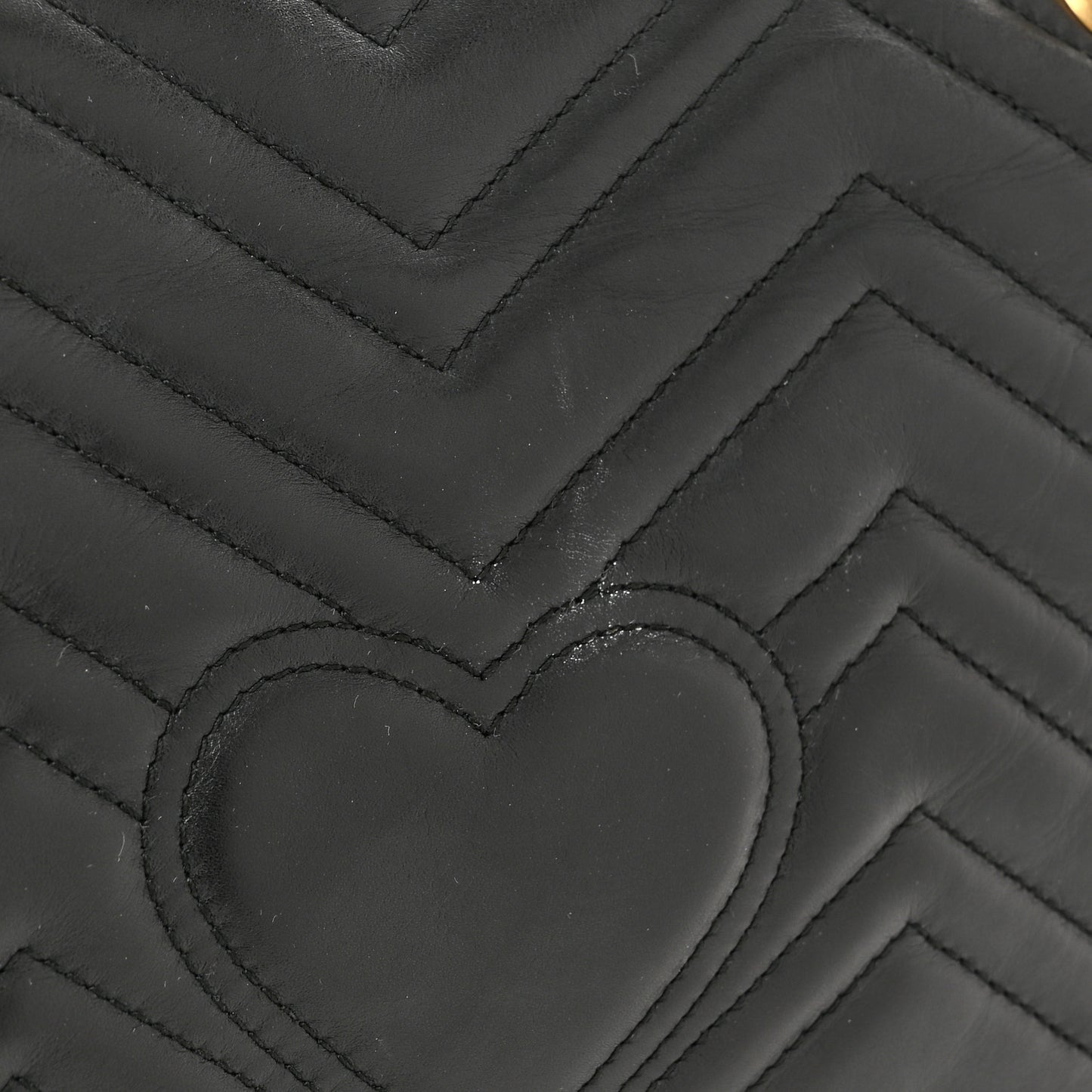 Calfskin Matelasse Medium GG Marmont Shoulder Bag Black