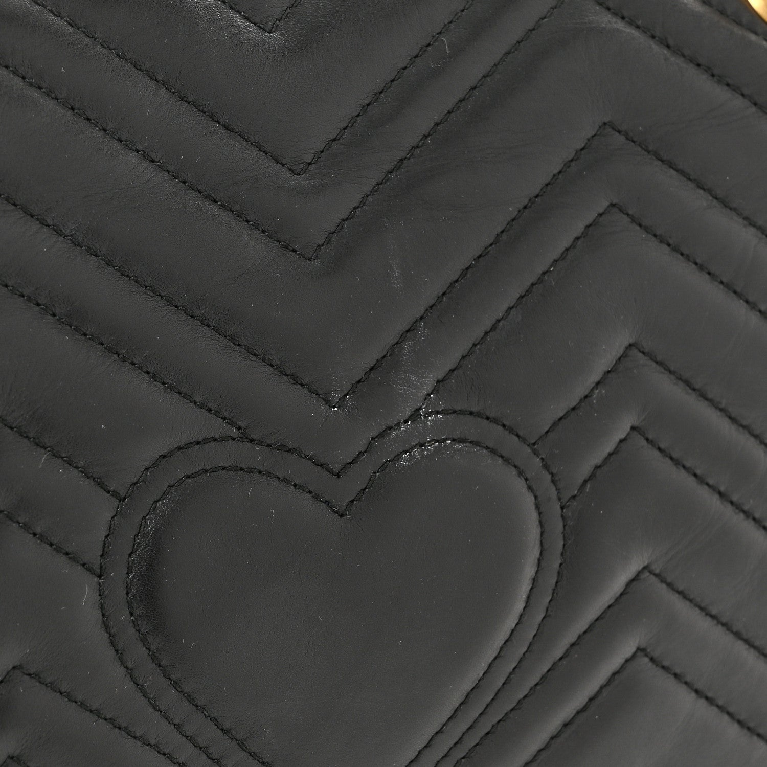 Gucci Calfskin Matelasse Medium GG Marmont Shoulder Bag Black 11 of 12