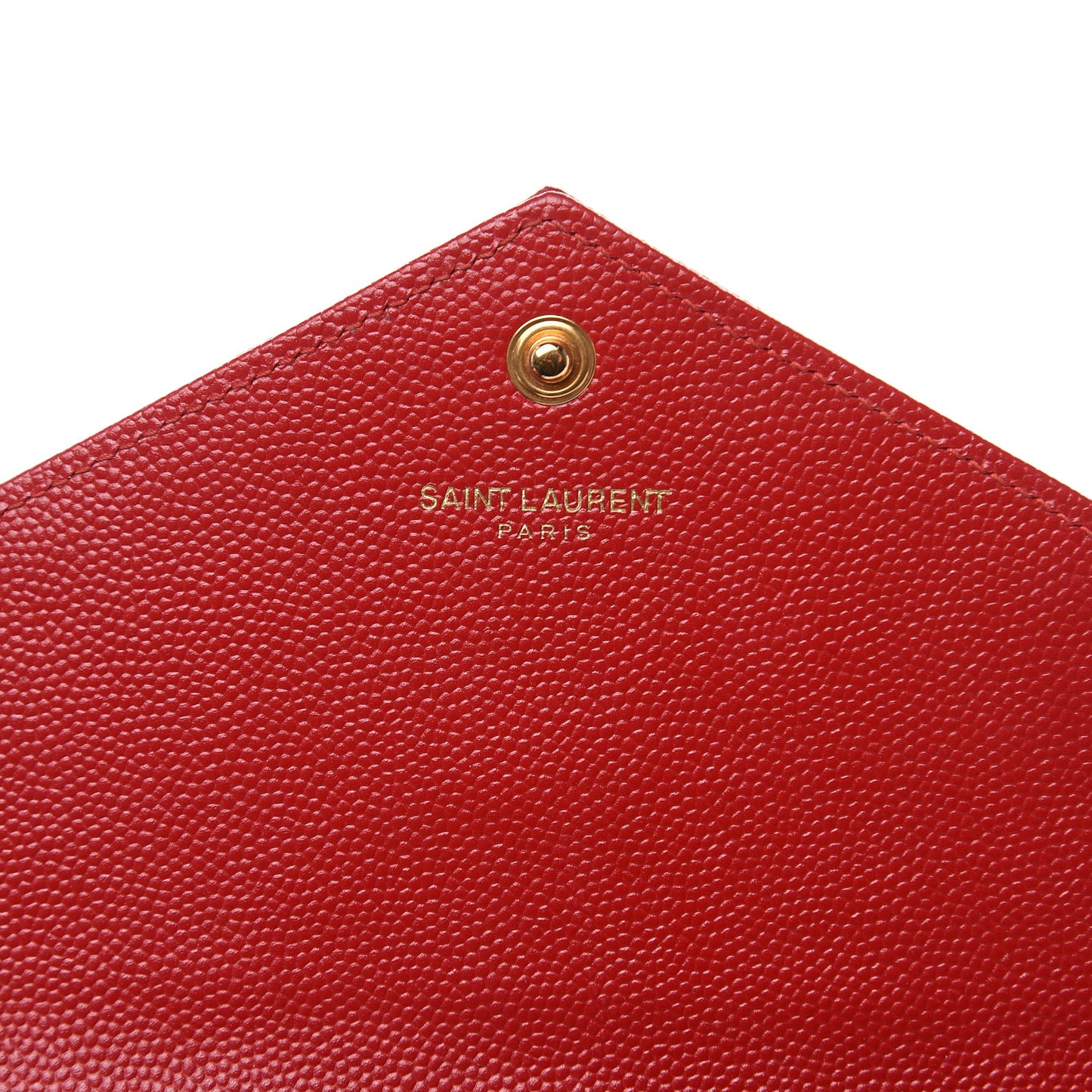 Grain De Poudre Matelasse Chevron Monogram Envelope Chain Wallet New Red