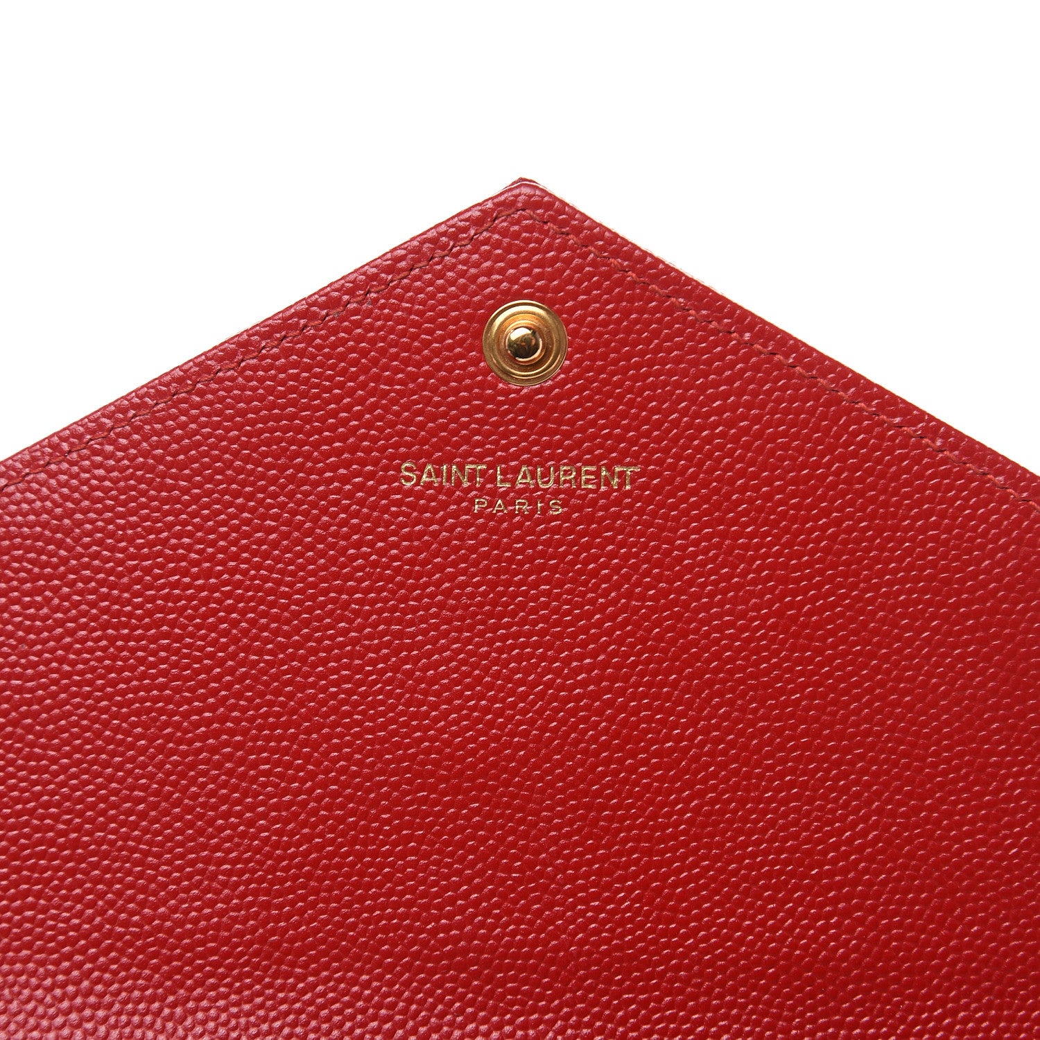 Saint Laurent Grain De Poudre Matelasse Chevron Monogram Envelope Chain Wallet New Red 6 of 12