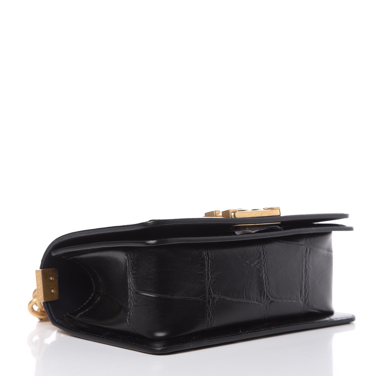 Chanel Calfskin Crocodile Embossed Graffiti Small Cocodile Boy Flap Black Gold 4 of 13