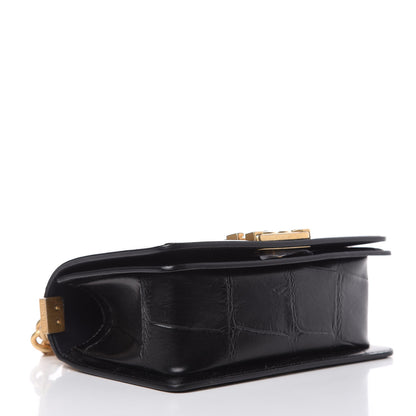 Chanel Calfskin Crocodile Embossed Graffiti Small Cocodile Boy Flap Black Gold 4 of 13