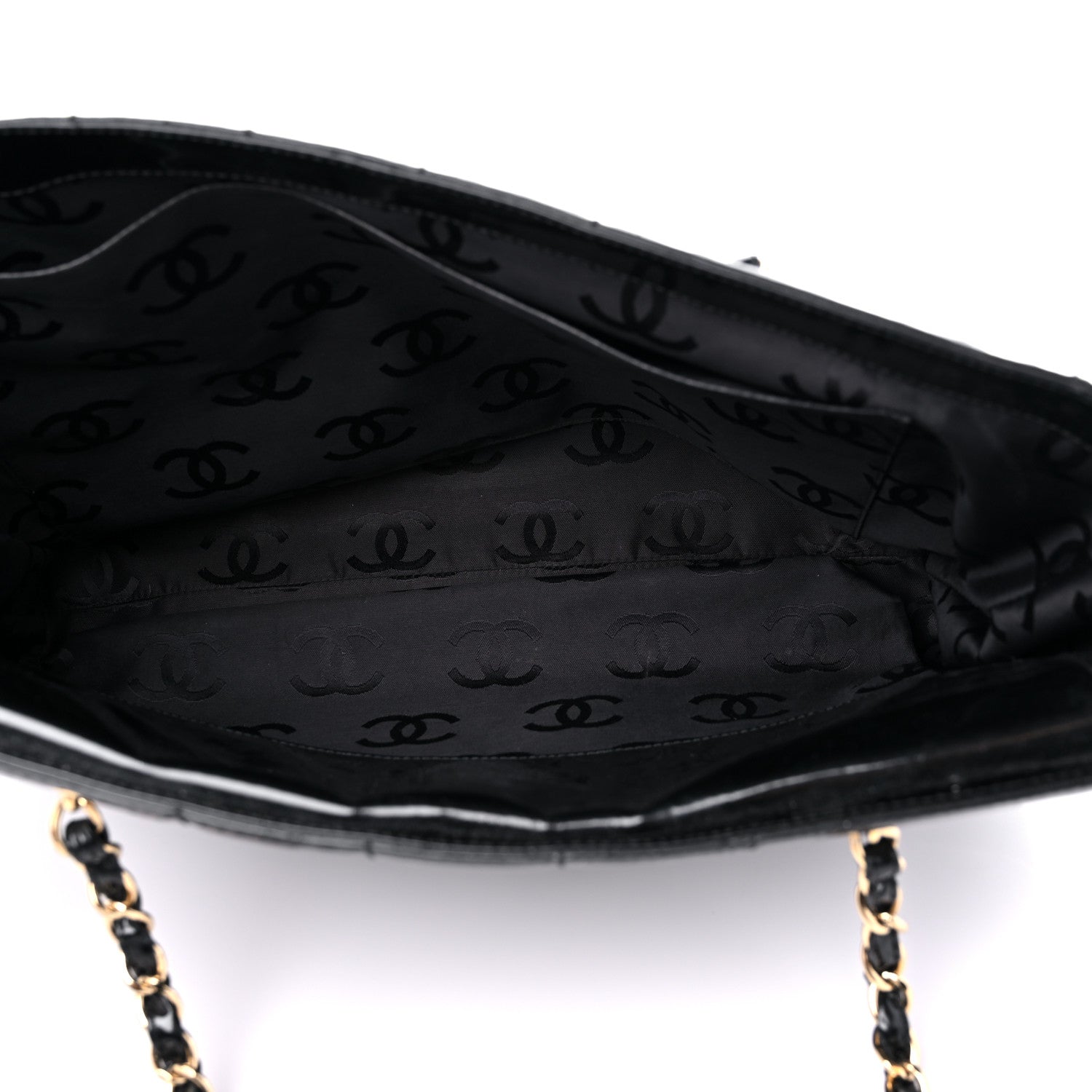 Chanel Patent Chocolate Bar CC Tote Black 5 of 14