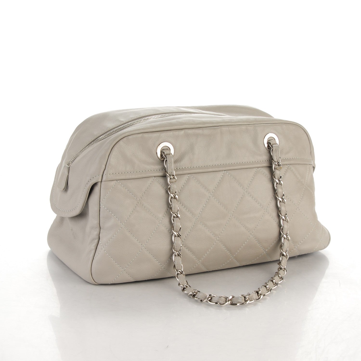 Chanel Calfskin Quilted Bowling Bag Grey 3 of 10