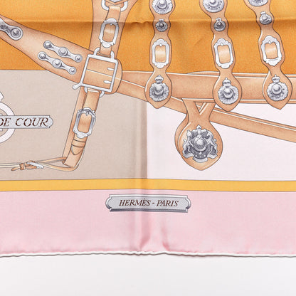 Hermes Silk Harnais De Cour Scarf 90 Rose Beige Caramel 3 of 5