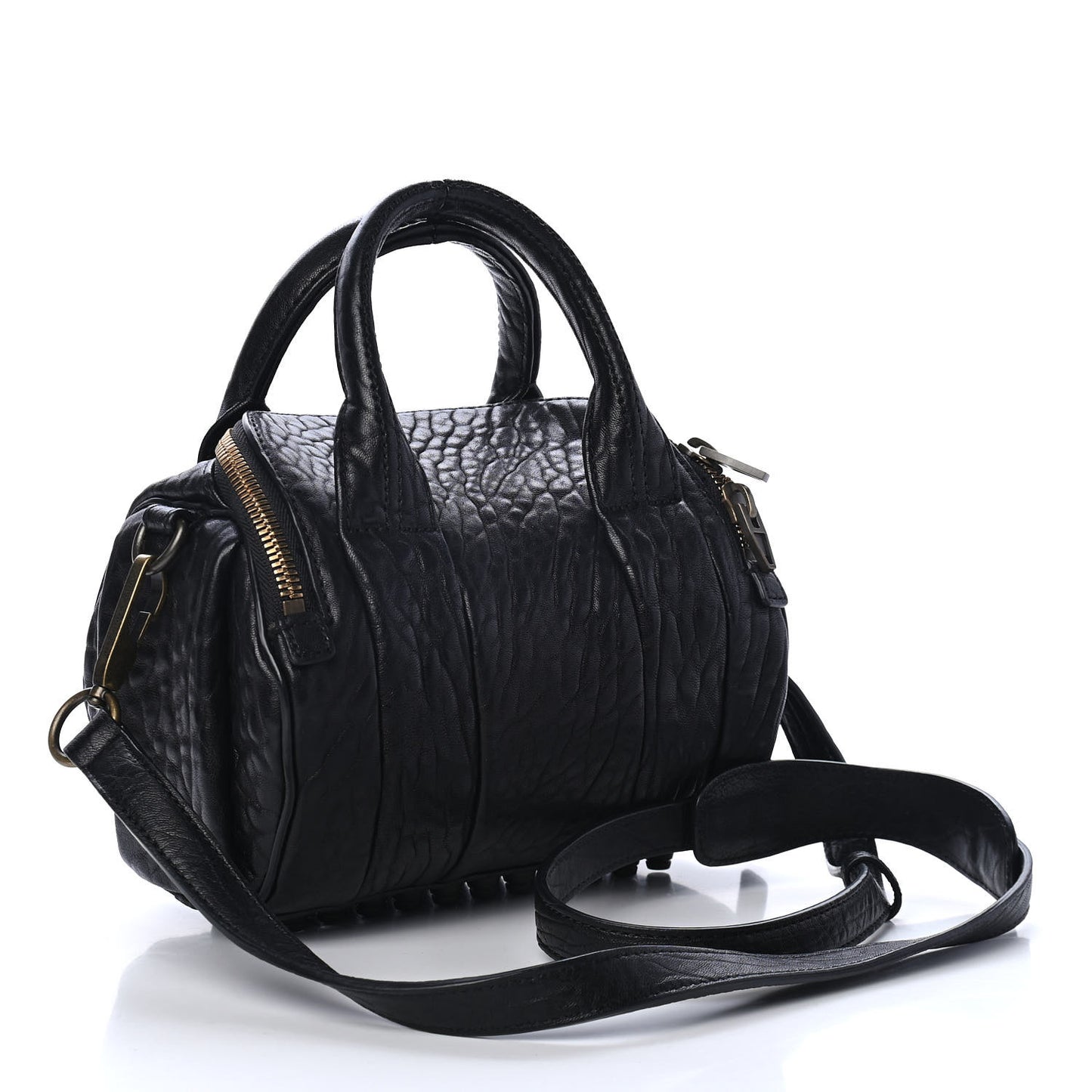 Pebbled Lambskin Mini Rockie Black Antique Brass Hardware