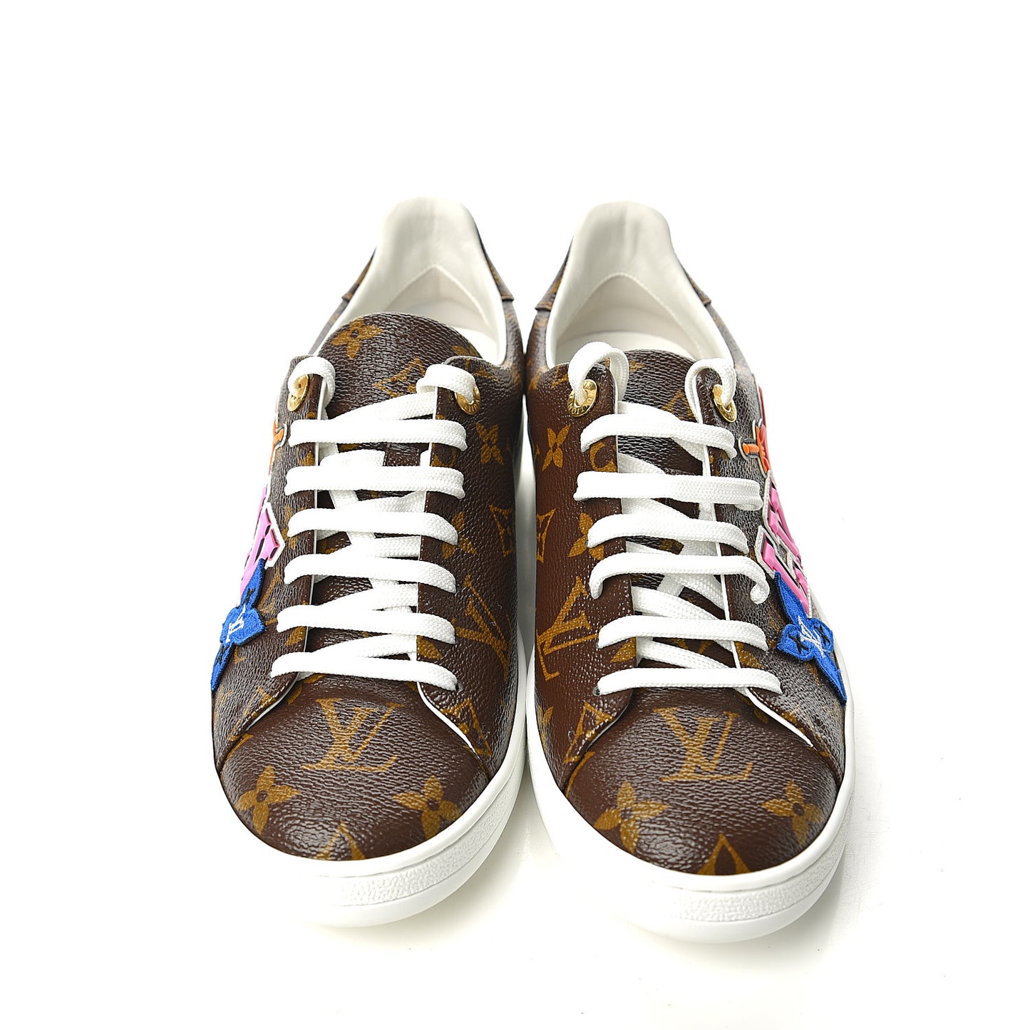 Calfskin Monogram LV Black Heart Sneakers 38.5 Cacao