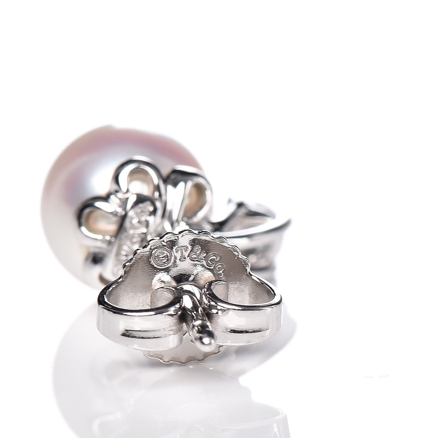 18K White Gold Diamond Akoya Pearl 7-7.5mm Signature Earrings