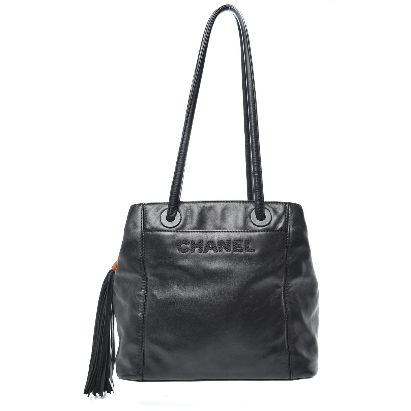 Lambskin Tassel Shoulder Bag Black
