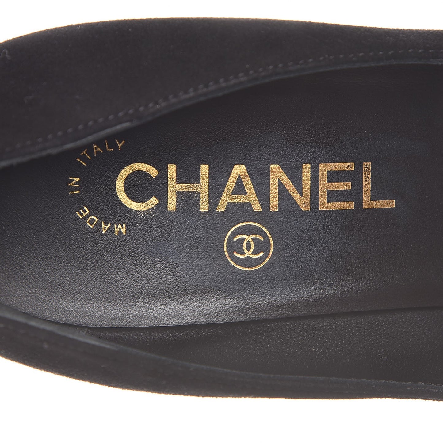 Suede Grosgrain Pearl CC Cap Toe Pump 38.5 Black