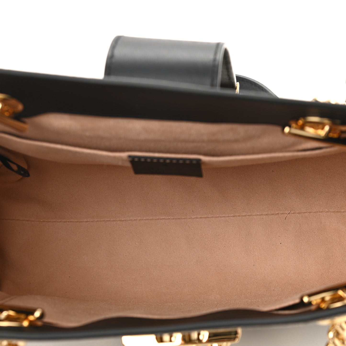 GG Supreme Monogram Bees Small Padlock Tote Beige Oro Black
