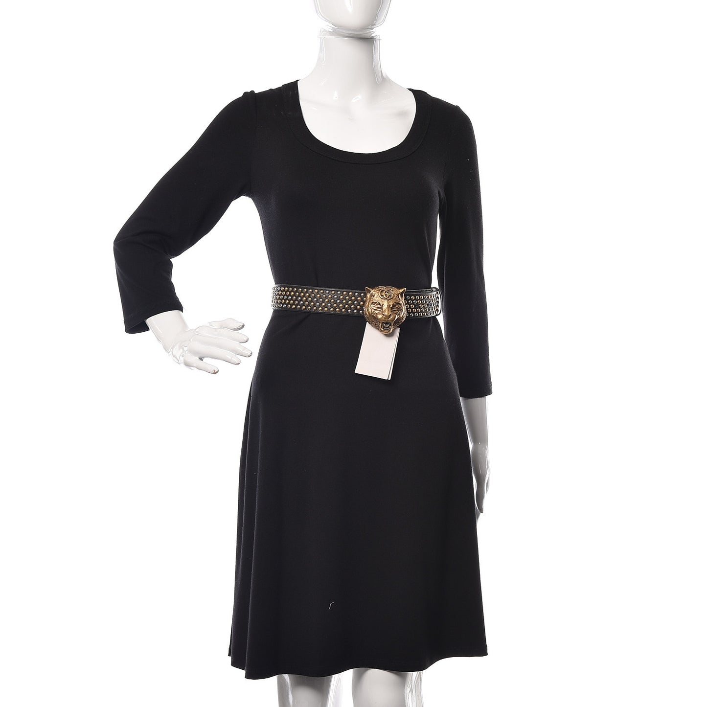 Calfskin Studded Feline Belt 105 42 Black