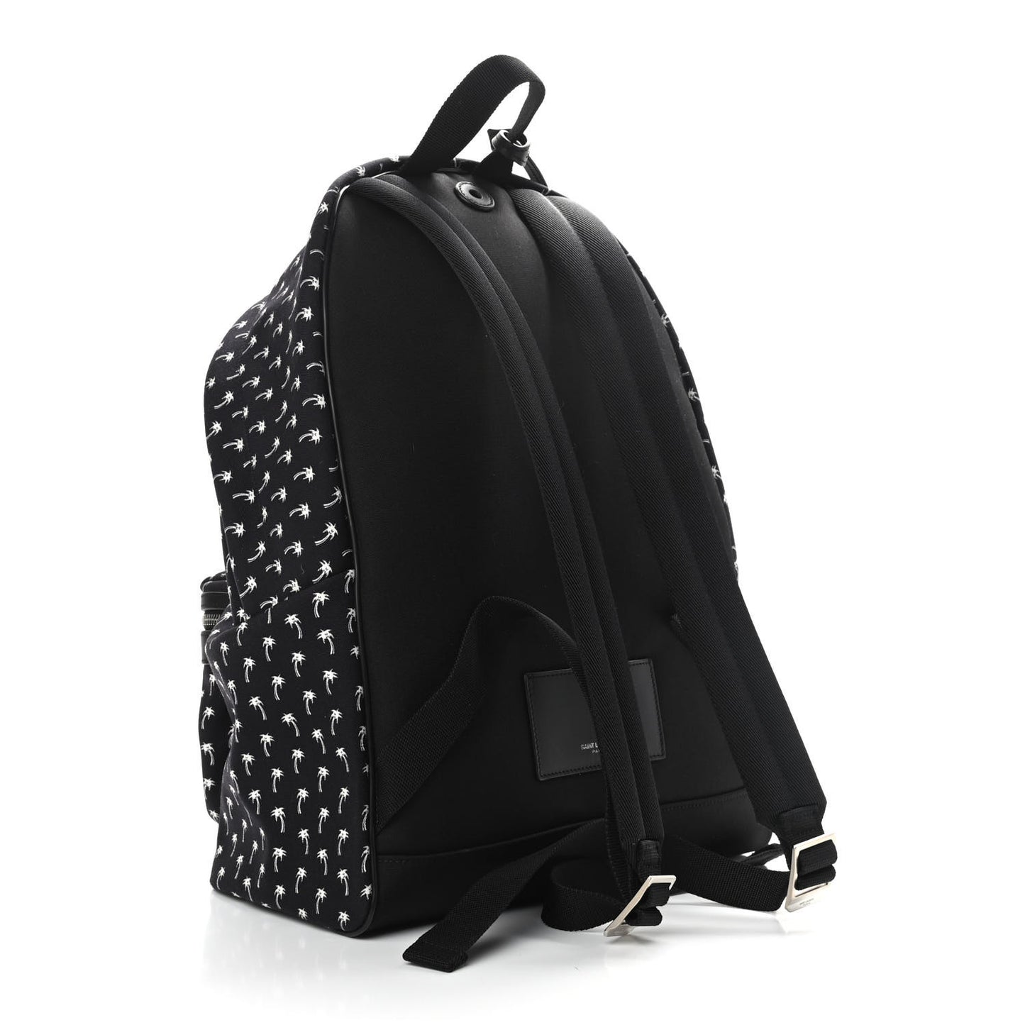 Canvas Palm Tree Print City Backpack Black White