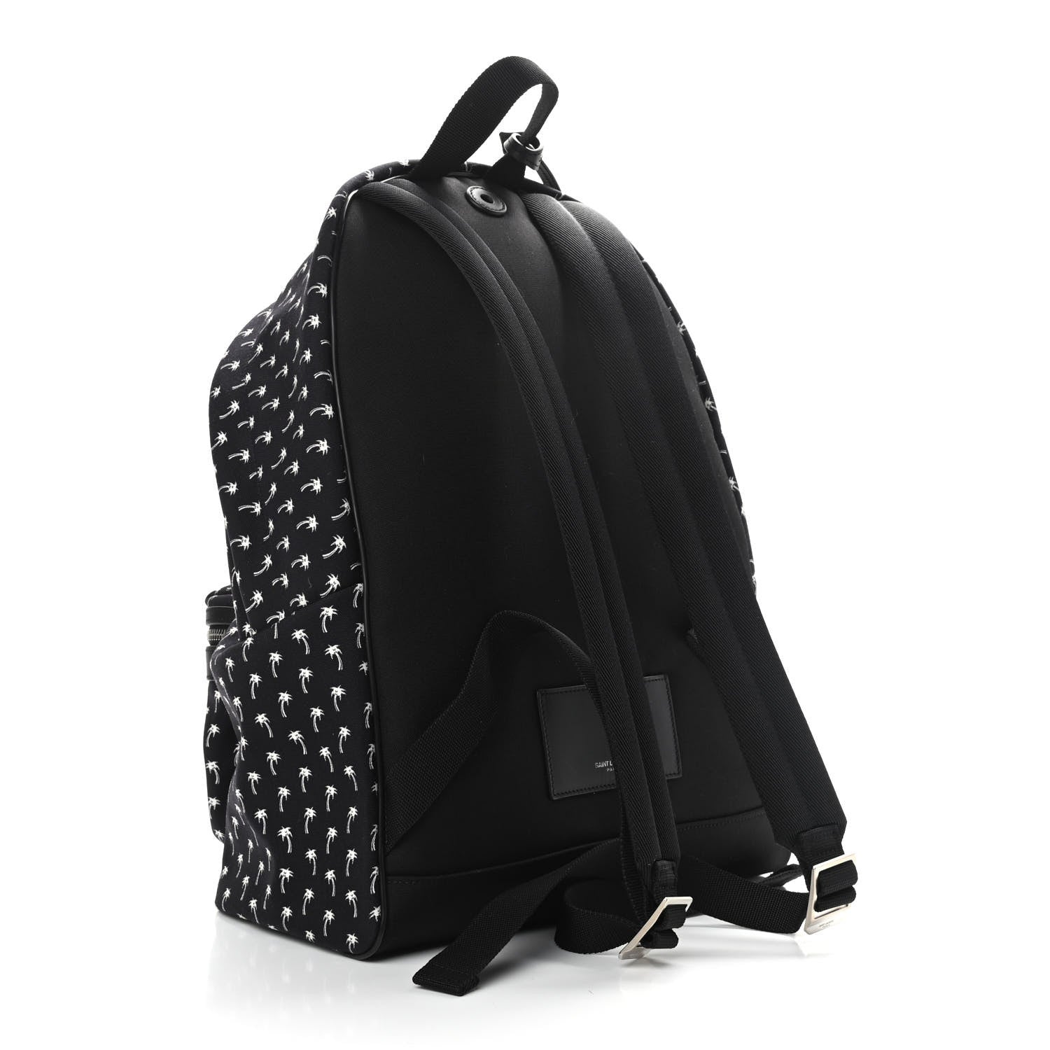 Saint Laurent Canvas Palm Tree Print City Backpack Black White 3 of 9