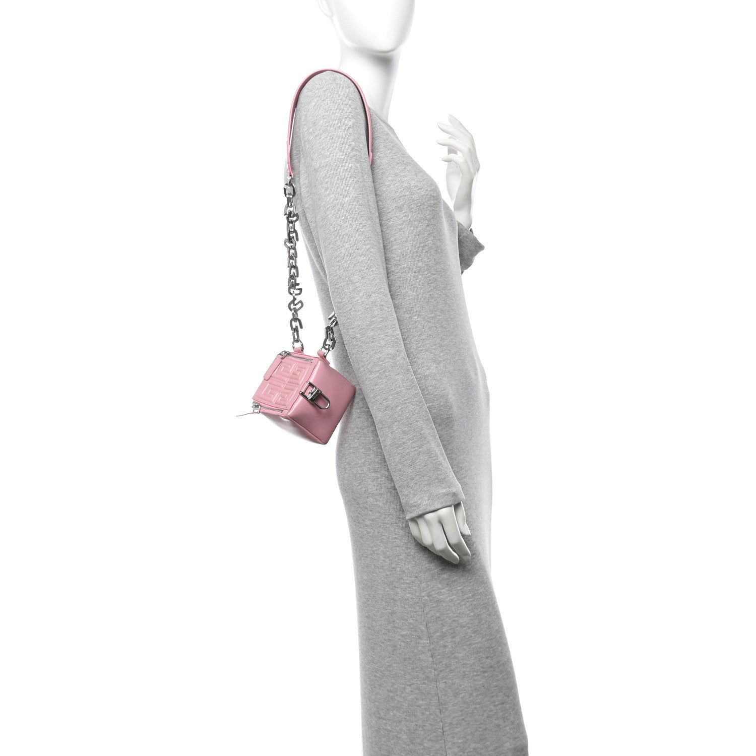 Givenchy Patent Calfskin Mini Cube Pandora Chain Shoulder Bag Pink 2 of 10