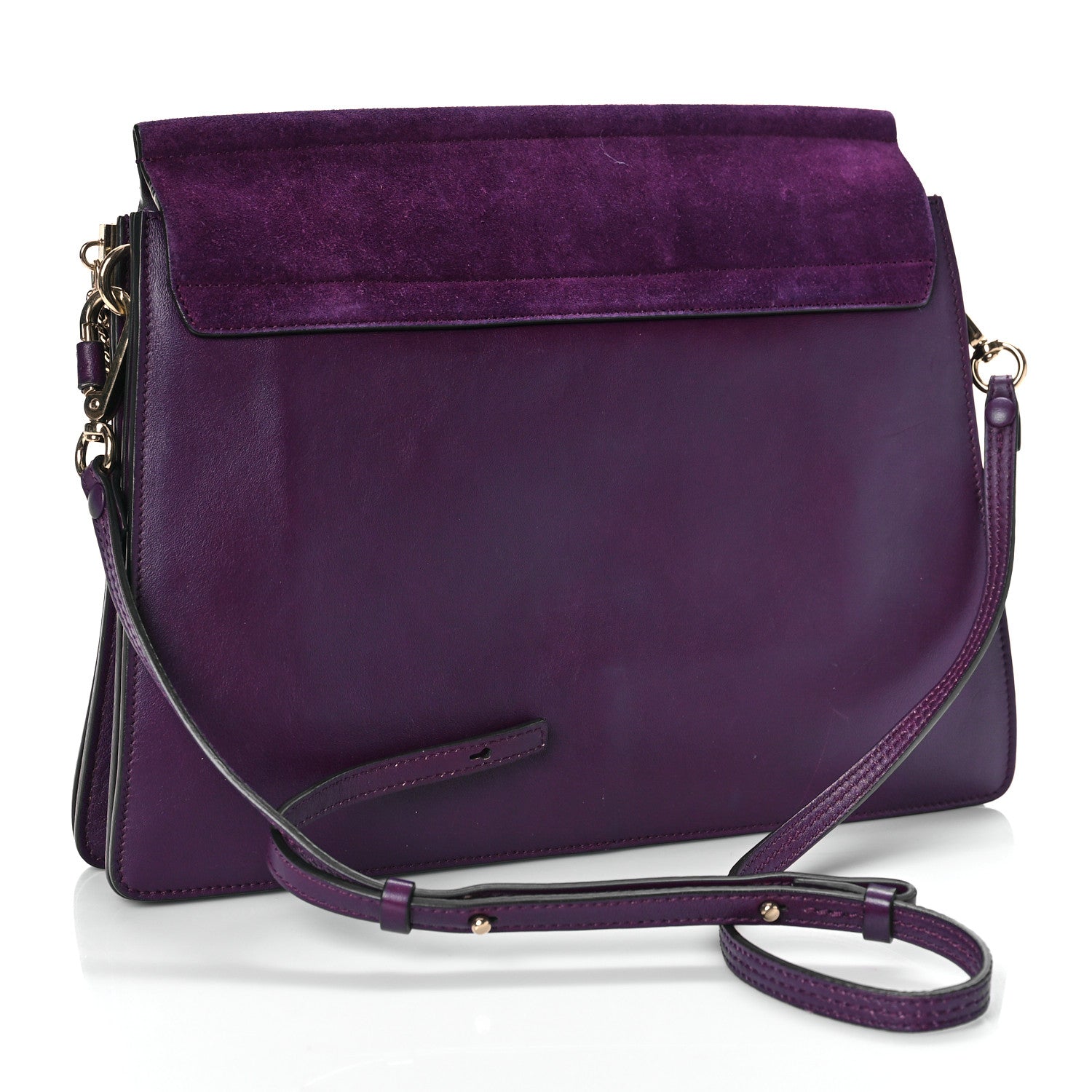 Chloe Suede Calfskin Medium Faye Shoulder Bag Dark Purple 2 of 7