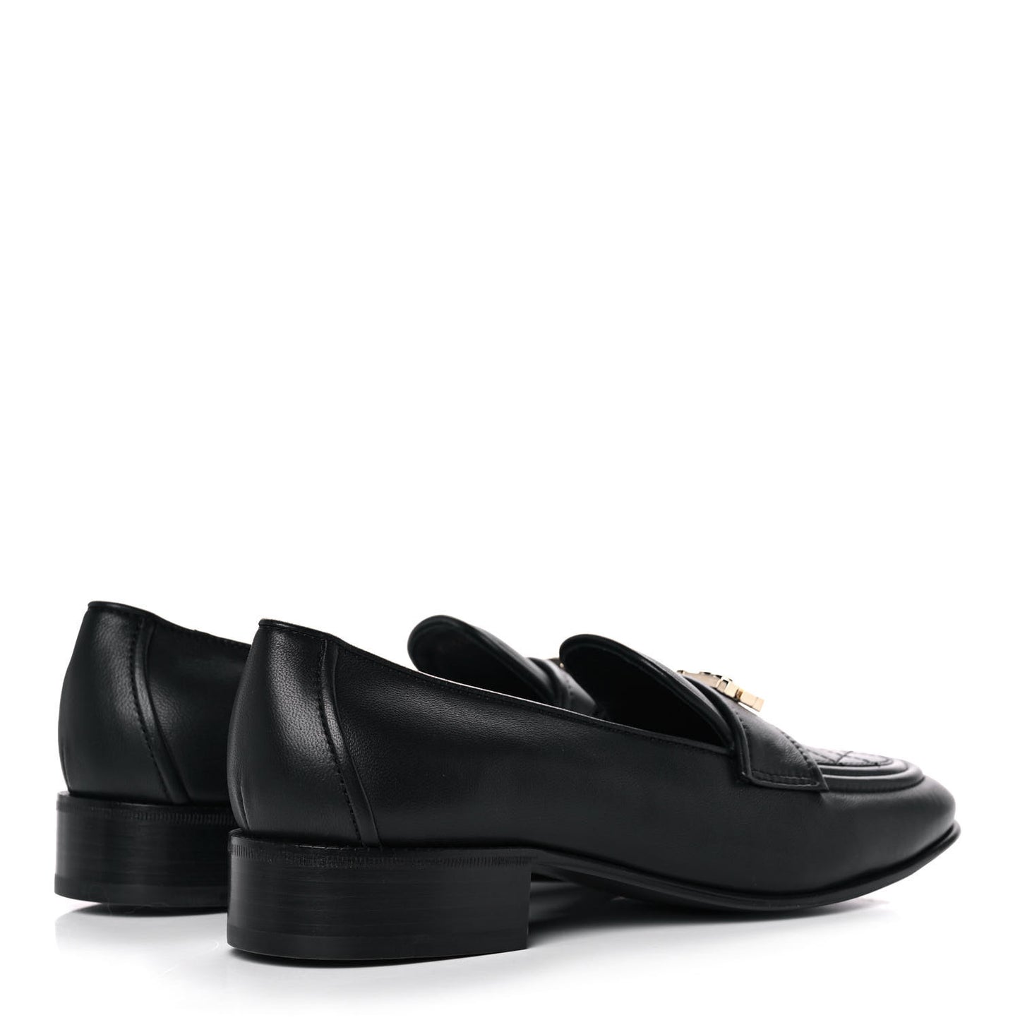 Lambskin Quilted Womens CC Loafers 39.5 Black