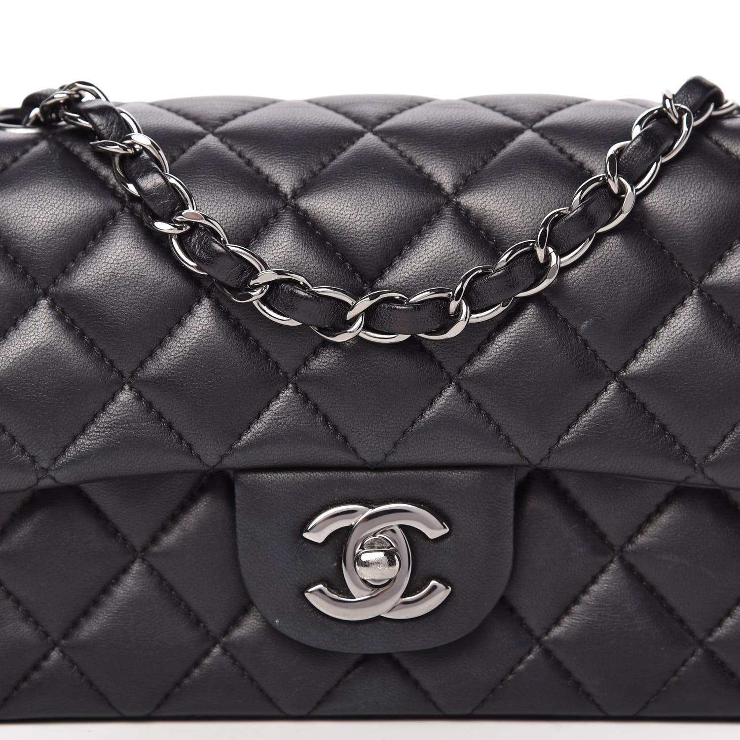 Chanel Lambskin Quilted Mini Rectangular Flap Black 10 of 11