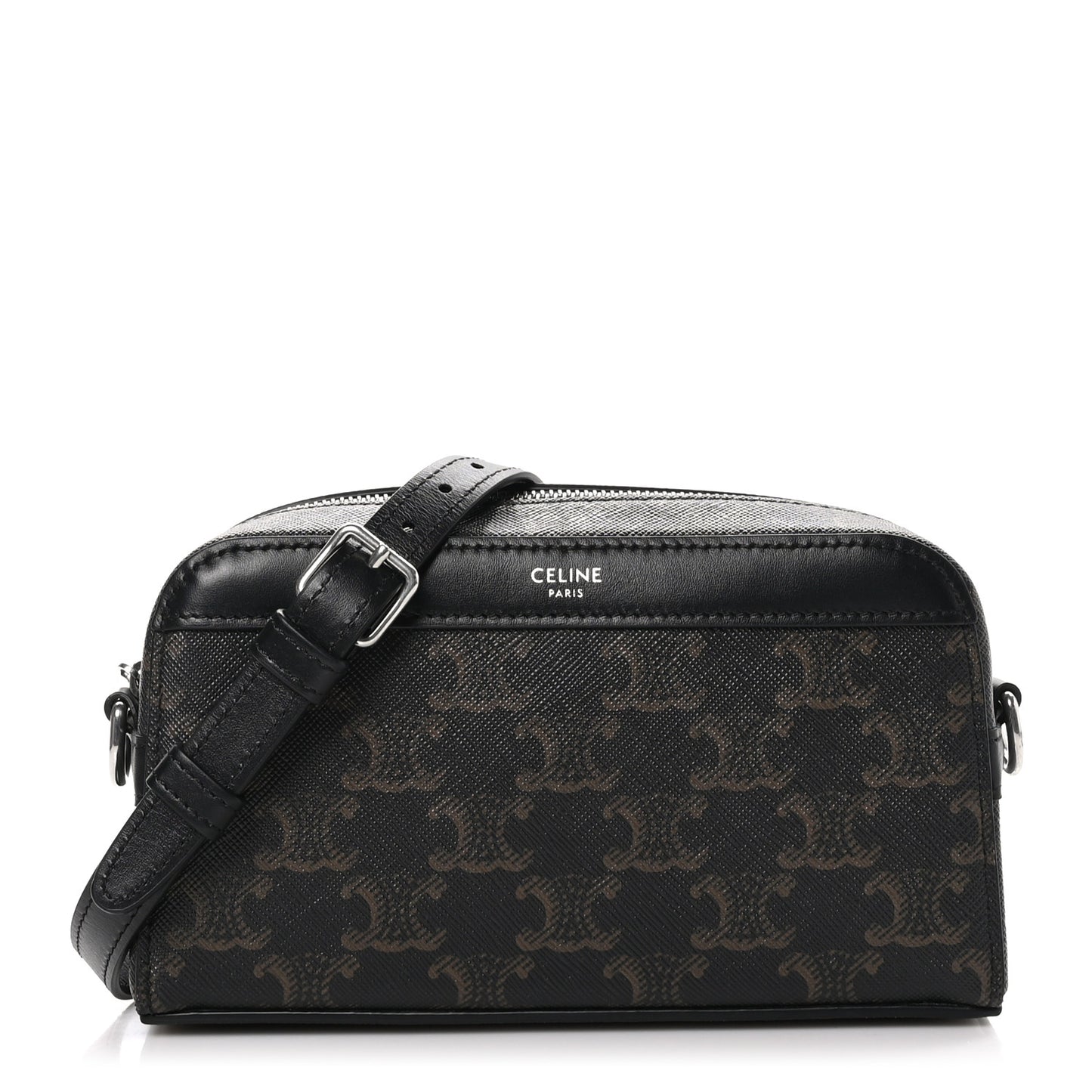 Triomphe Canvas Mini Bowling Shoulder Bag Black