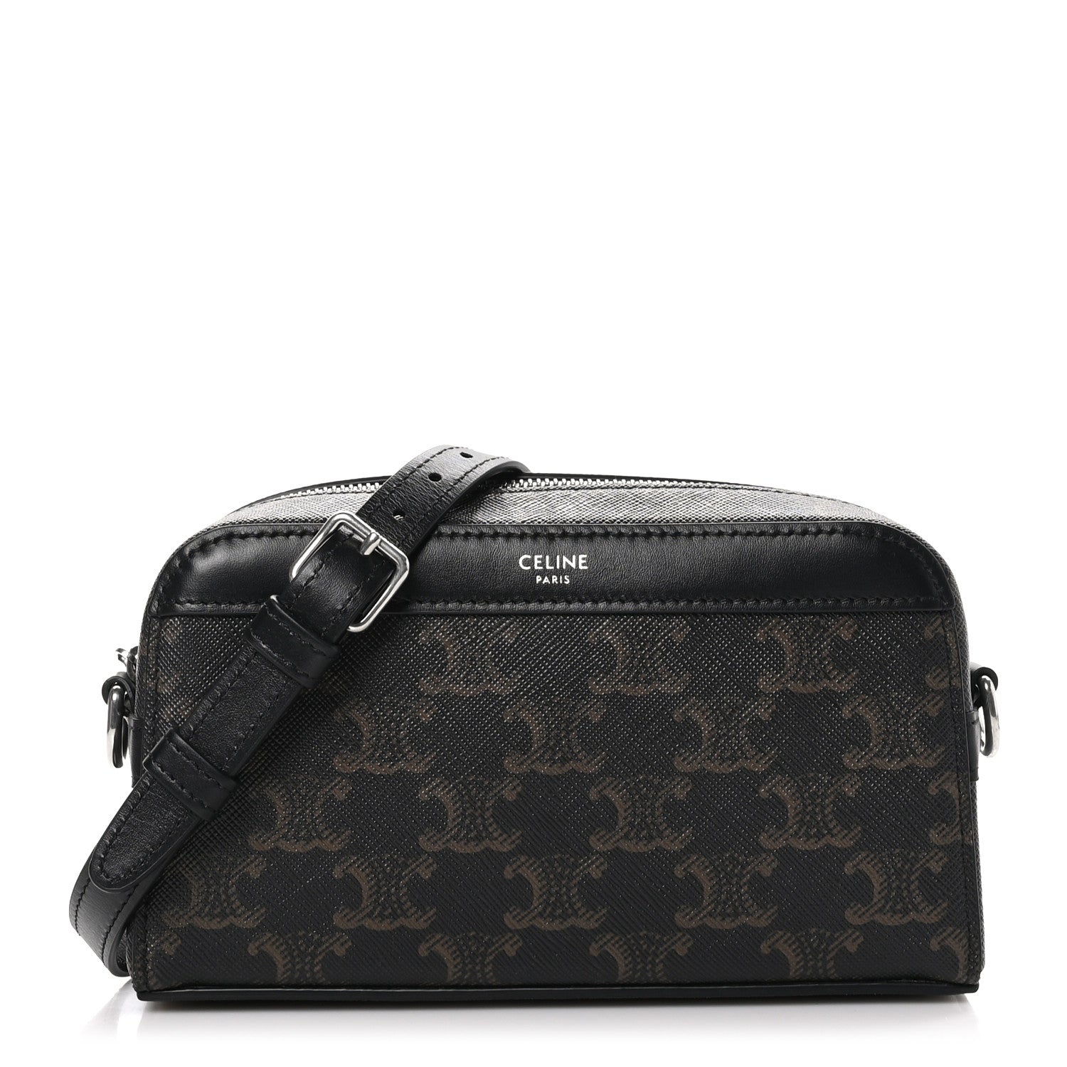 Celine Triomphe Canvas Mini Bowling Shoulder Bag Black 1 of 10