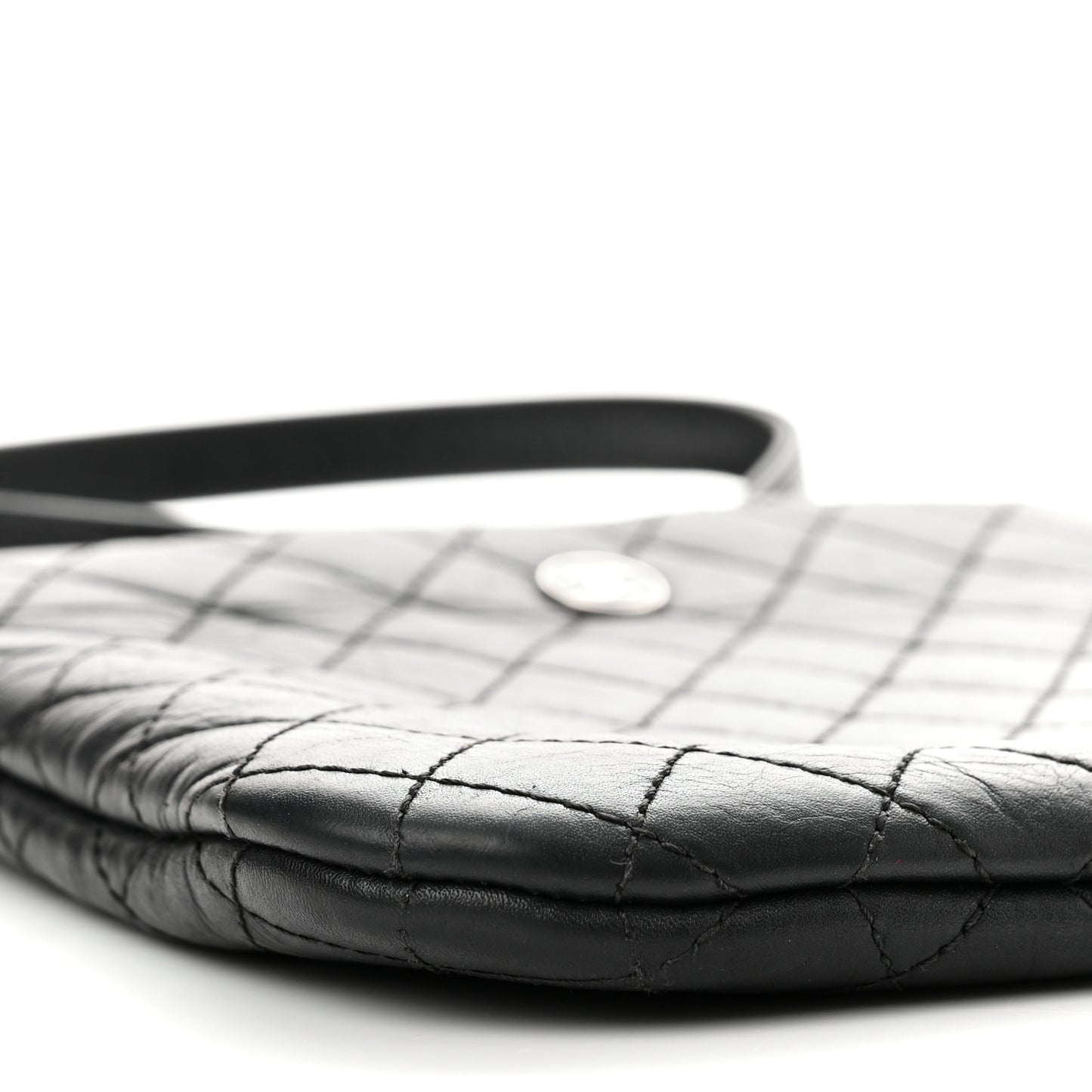 Aged Calfskin Quilted Crossbody Bag Black