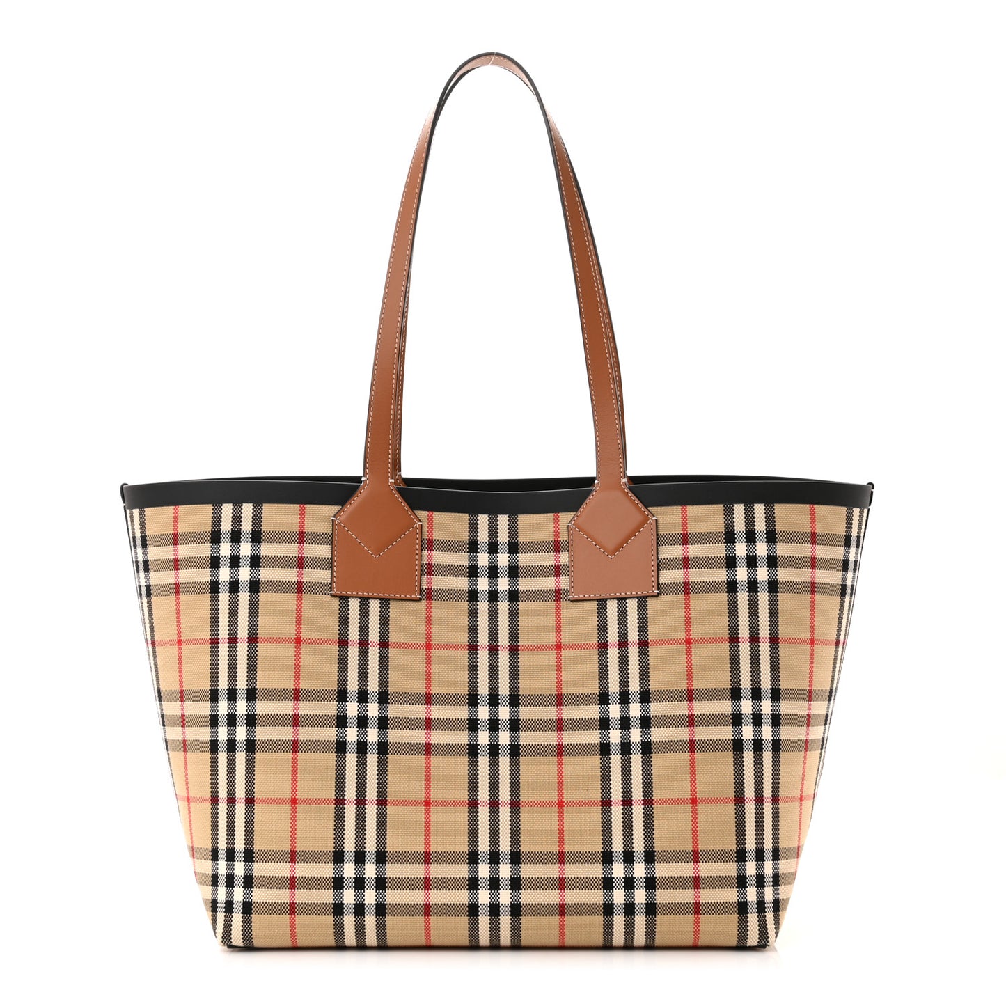 Cotton Vintage Check Medium London Tote Bag Briar Brown Black