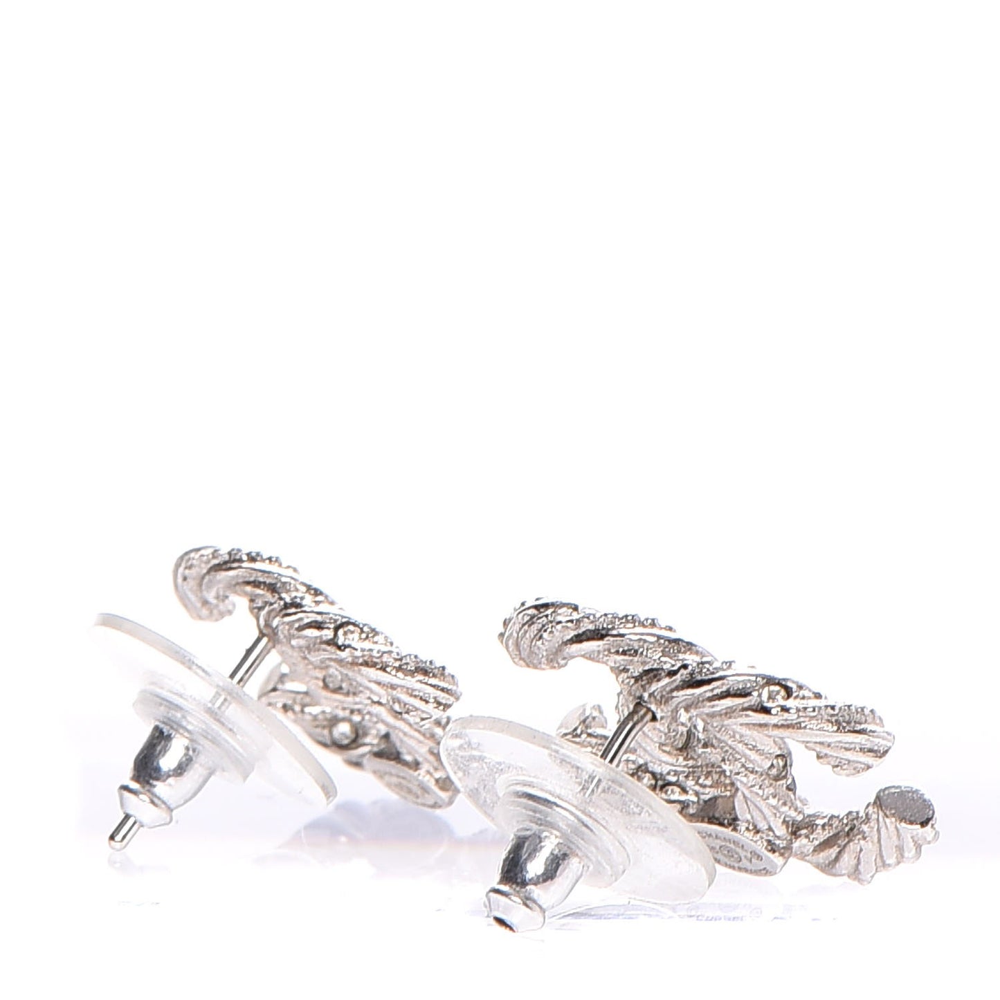 Crystal CC Twisted Earrings Silver