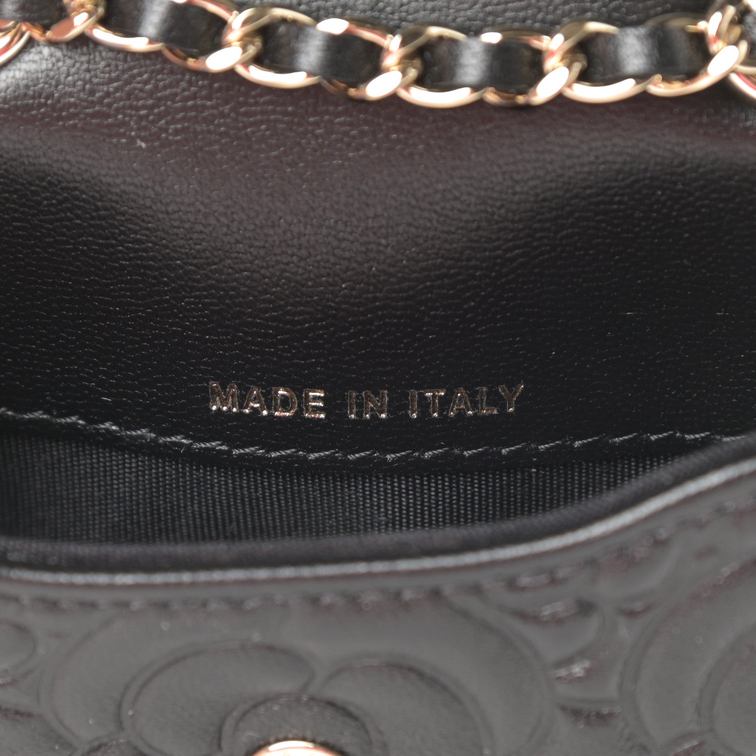 Chanel Lambskin Camellia Embossed Chain Belt Bag Black 7 of 12