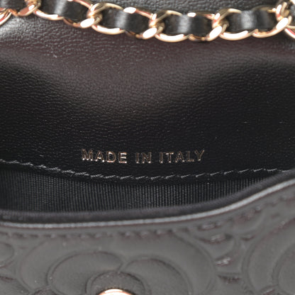 Chanel Lambskin Camellia Embossed Chain Belt Bag Black 7 of 12
