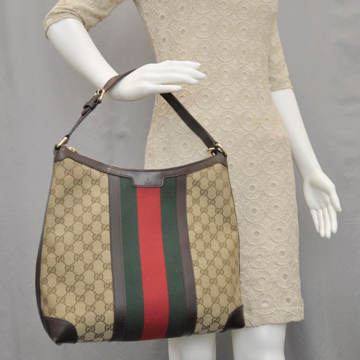 Monogram Vintage Web Medium Hobo Dark Brown