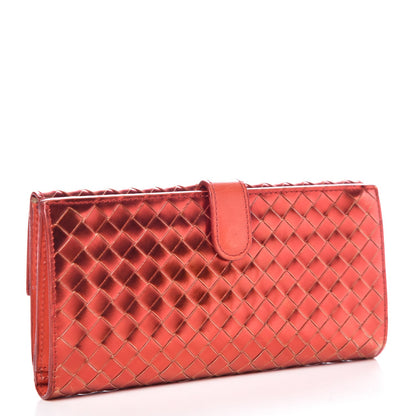 Bottega Veneta Metallic Nappa Intrecciato Continental Wallet Red 3 of 10