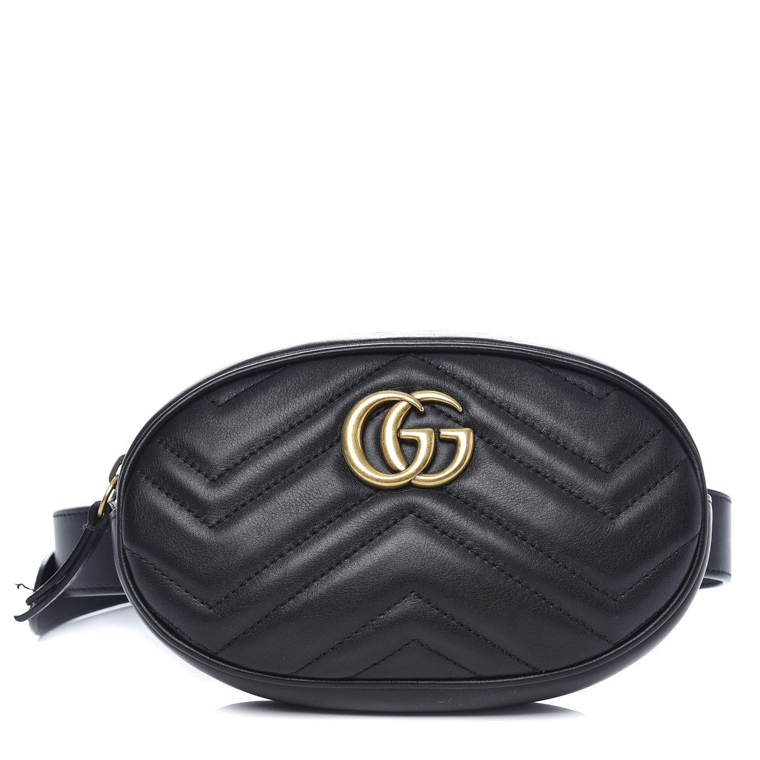 Gucci Calfskin Matelasse GG Marmont Belt Bag 75 30 Black 1 of 10