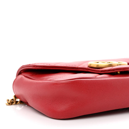 Gucci Calfskin Matelasse Super Mini GG Marmont Shoulder Bag Hibiscus Red 9 of 11