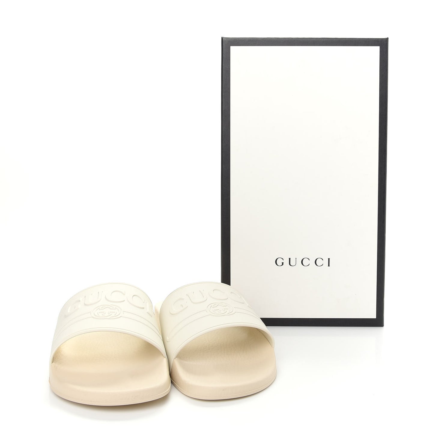 Rubber Logo Stamped Mens Slide Sandals 11 White