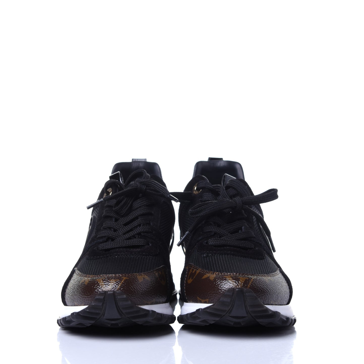 Suede Monogram Run Away Sneakers 37.5 Black