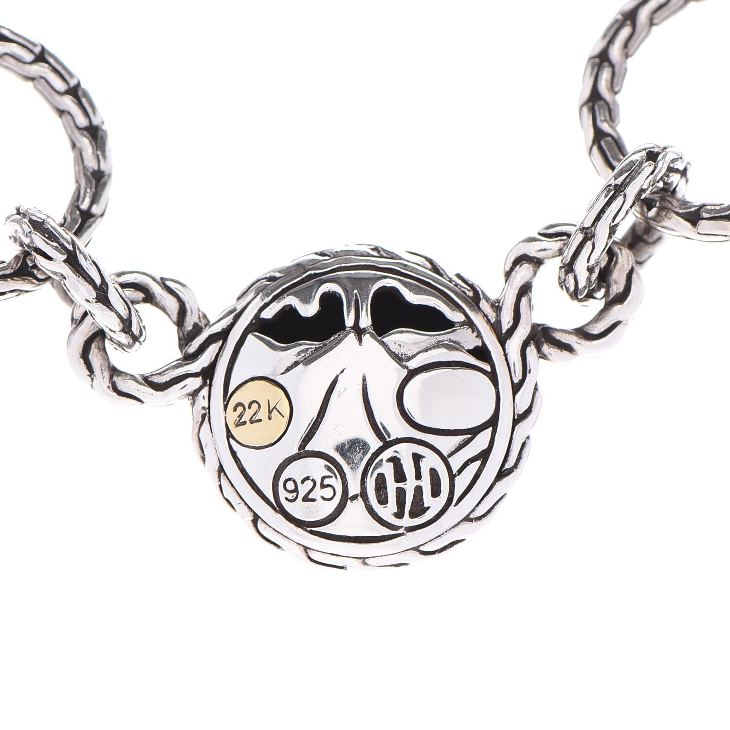John Hardy Sterling Silver 22K Gold Palu Round Link Necklace 5 of 5