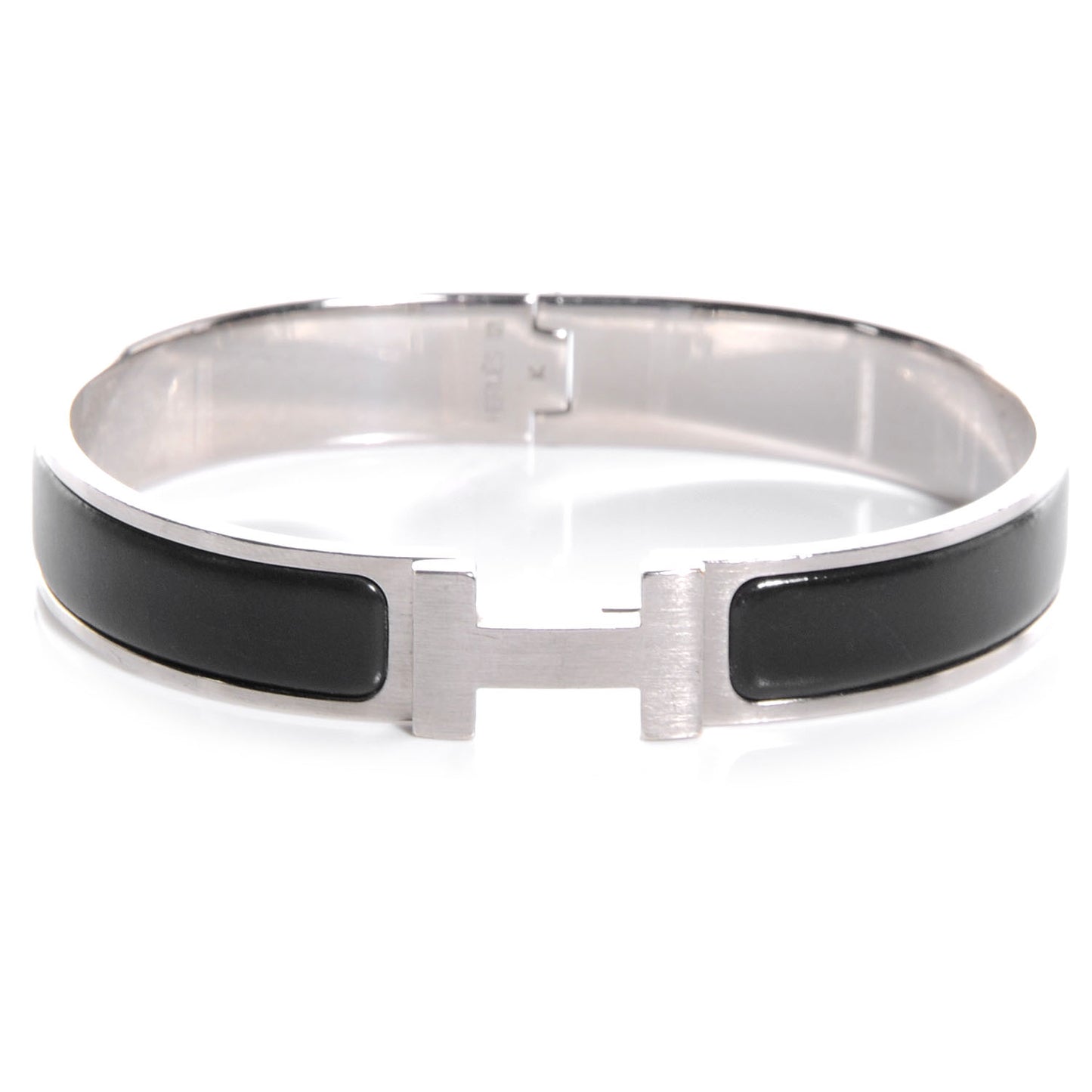 Enamel Narrow Clic Clac H Bracelet GM Black